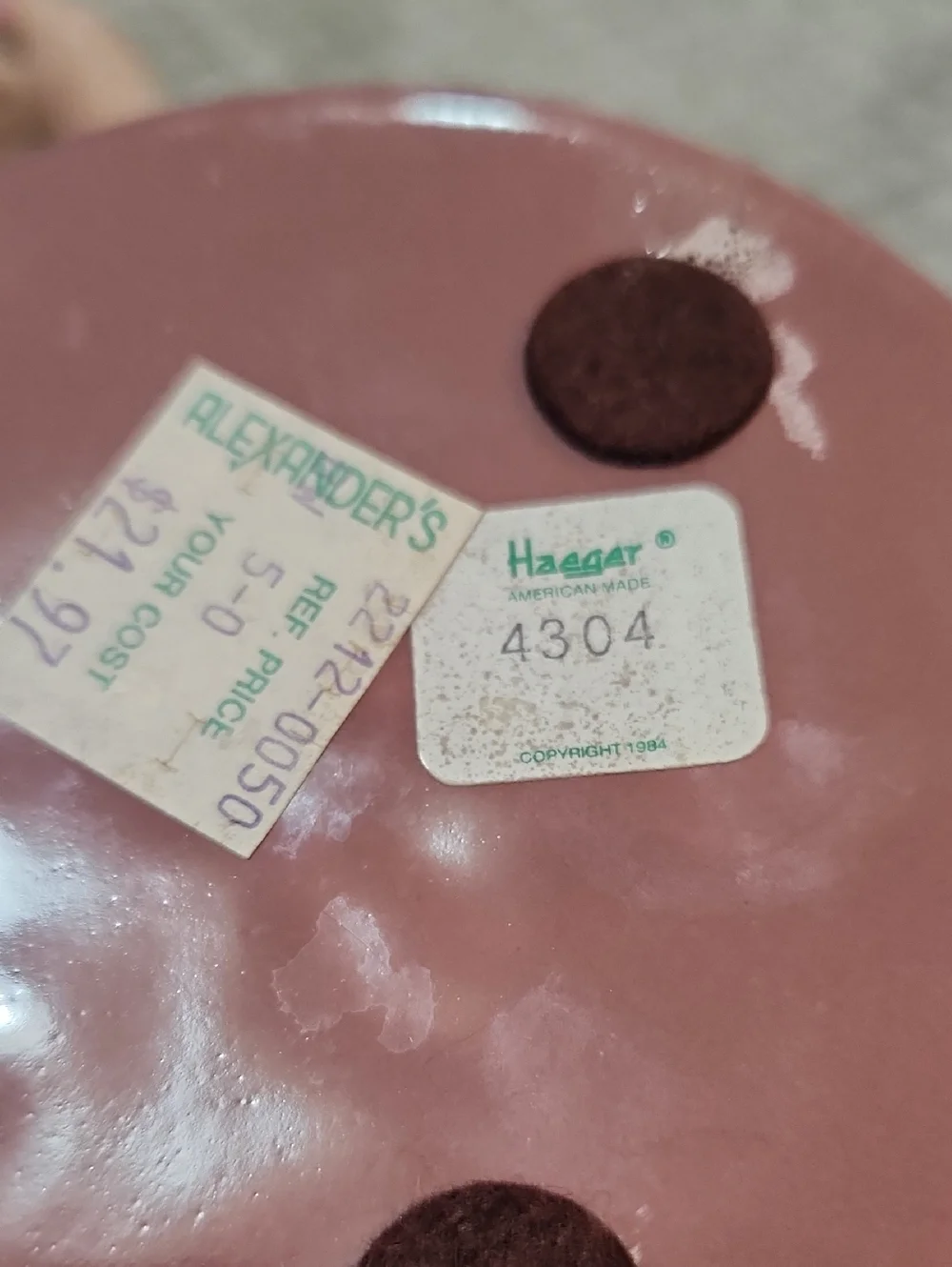 Haeger Vintage 80s Large Ceramic Vase in Dusty Rose Mauve